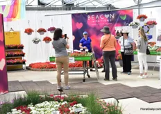 Visitors interested in the new impatiens series of PanAmerican Seed; Beacon.